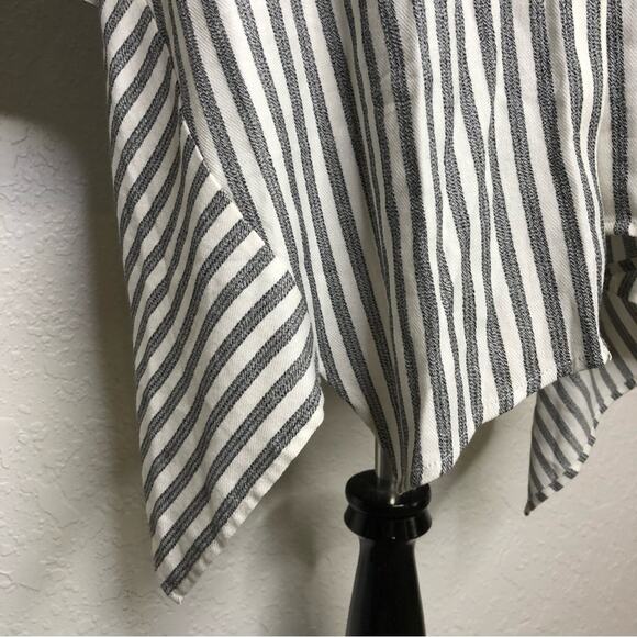Soft Surroundings black white striped button down asymmetrical tunic size Large - Picture 7 of 16